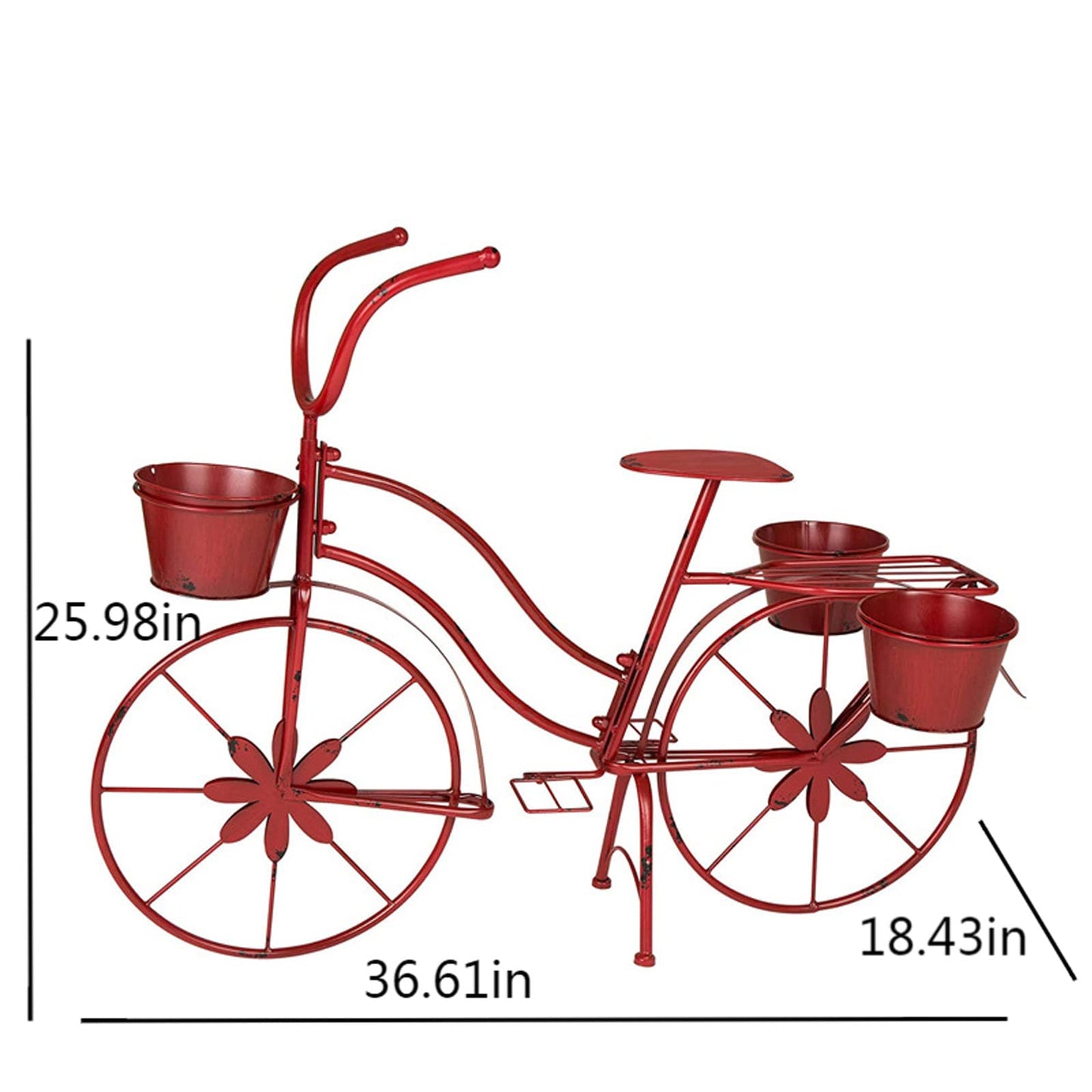 JYXYXSCP 36.61inchL Metal Bicycle Plant Stand,Hand Painted Standing,Planter Flower Holder Indoor Outdoor Home Garden,for Outdoor Decoration