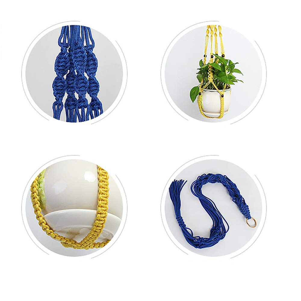 Vpang 2 Pack Macrame Plant Hanger, Outdoor Indoor Hanging Planter Basket Flower Pot Holder Nylon Rope Home Decor 41 Inch (Blue)