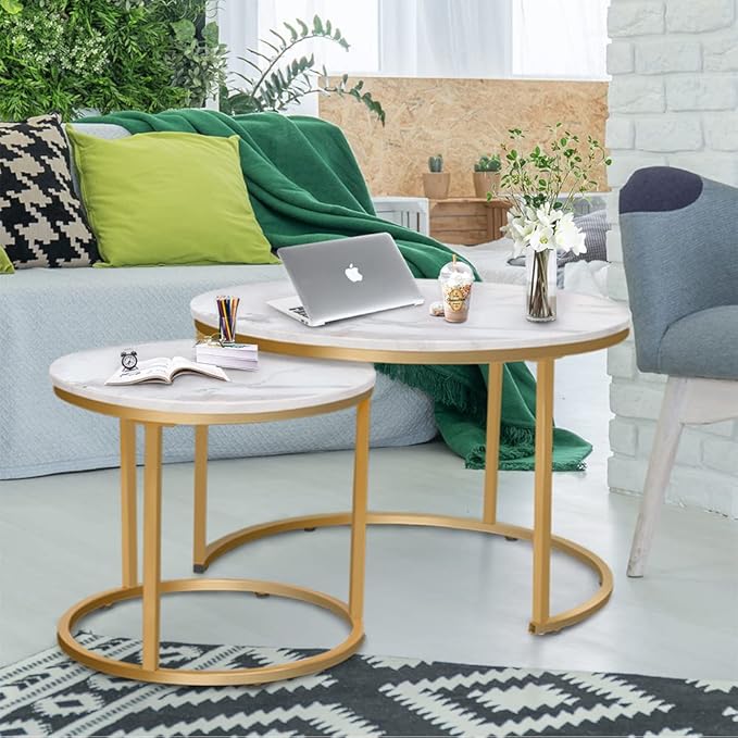 Garden 4 you Nesting Coffee Table Faux White Marble