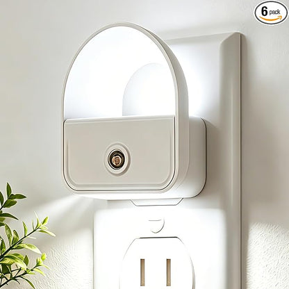 6 Pack Night Light Plug in, LED Nightlights with Smart Dusk to Dawn Nightlight, Plug into Wall Nightlights Suitable for Bedroom, Bathroom, Hallway, Kitchen, Stairs (White)