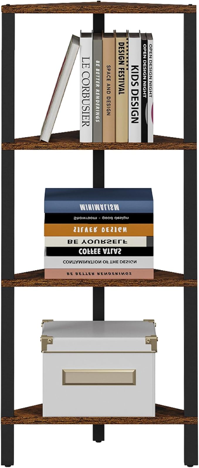 TUTOTAK Corner Shelf, 4-Tier Corner Bookshelf