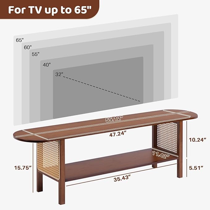 HollyHOME Bamboo TV Stand with Storage