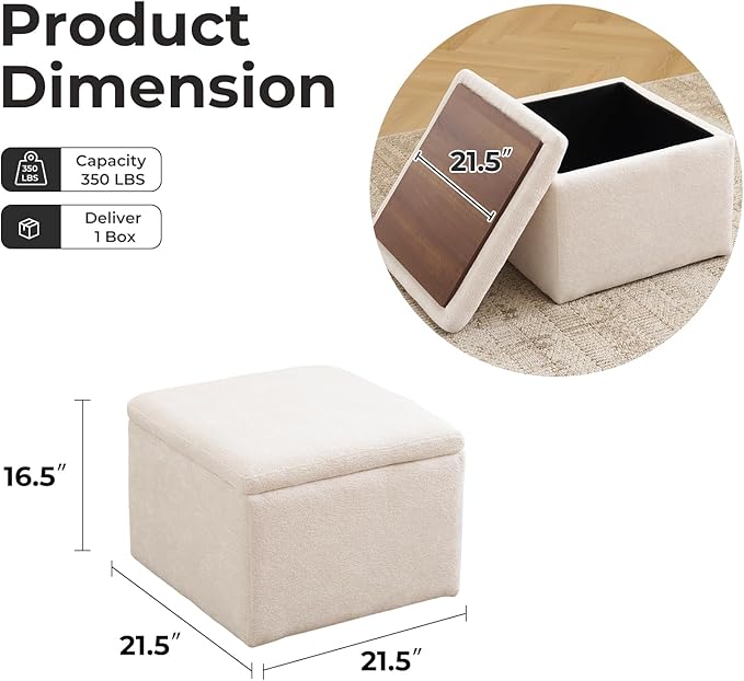 Cube Storage Ottoman, Chenille Ottoman Foot Stools, Ottoman Footstool