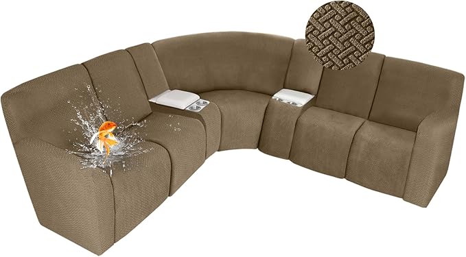 ALIECOM 100% Waterproof Recliner Sectional Couch Covers L Shape Stretch Corner