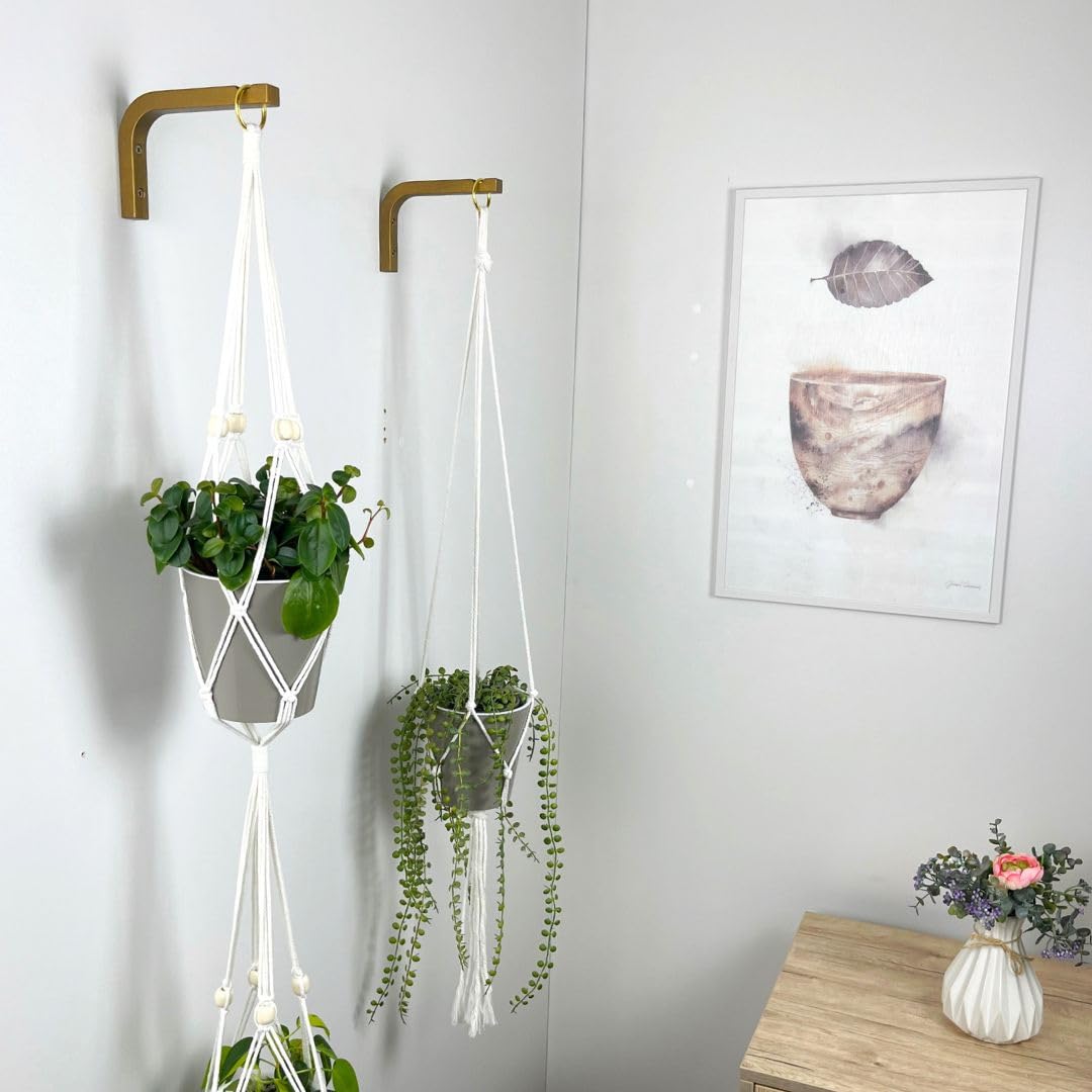 EvenWood 2-Piece Set of Plant Hooks for Wall 6 Inch - Mounted Wooden Plant Hook - Indoor and Outdoor Bracket Plant Hanger for Planters, Lanterns, Bird Feeders, Patio Decorations (Bronze)