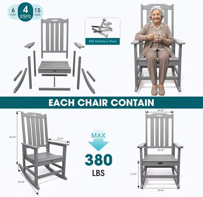 THOEOE Oversized Rocking Chair, Outdoor Rocking Chair