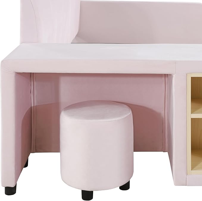 SOFTSEA Queen Upholstered Grounded Bed, Mother & Child Platform Bed