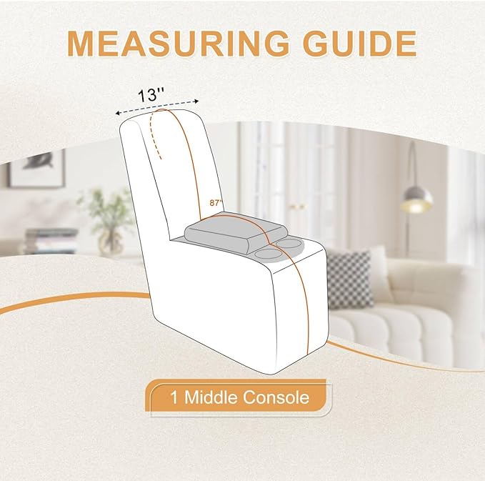 HDCAXKJ Reclining Sectional Couch Covers L Shape Recliner Sofa Middle Console