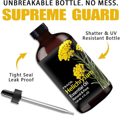 Helichrysum Essential Oil, Helichrysum Oil 4 Fl Oz 120ML for Diffuser Humidifier Yoga Cleaning DIY Candle Soap Making Perfume Gift for Women Essential Oils FRAOIL (Helichrysum 4 Fl Oz (Pack of 1))