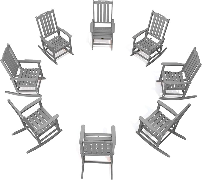 THOEOE Oversized Rocking Chair Set of 8, Outdoor Rocking Chair