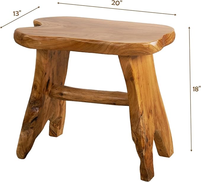 Natural Shape Solid Wood Stump Stool 20"x13"x18" Cedar Root End Table Rustic