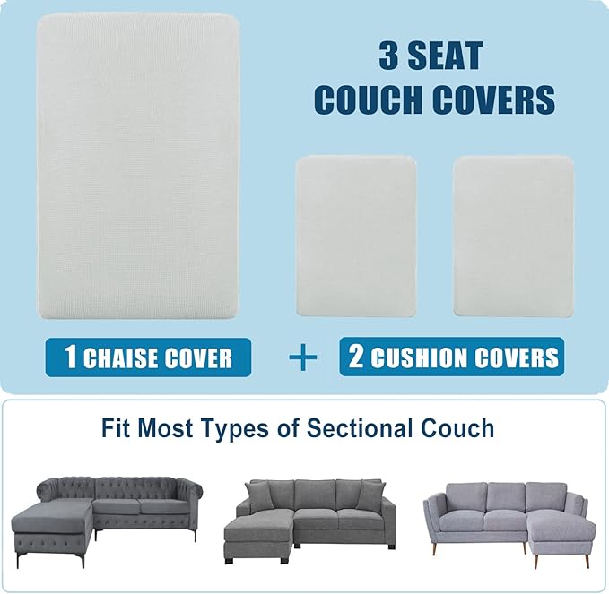 Water Repellent Sectional Couch Covers L Shaped Sofa Cushion Covers, Stretch