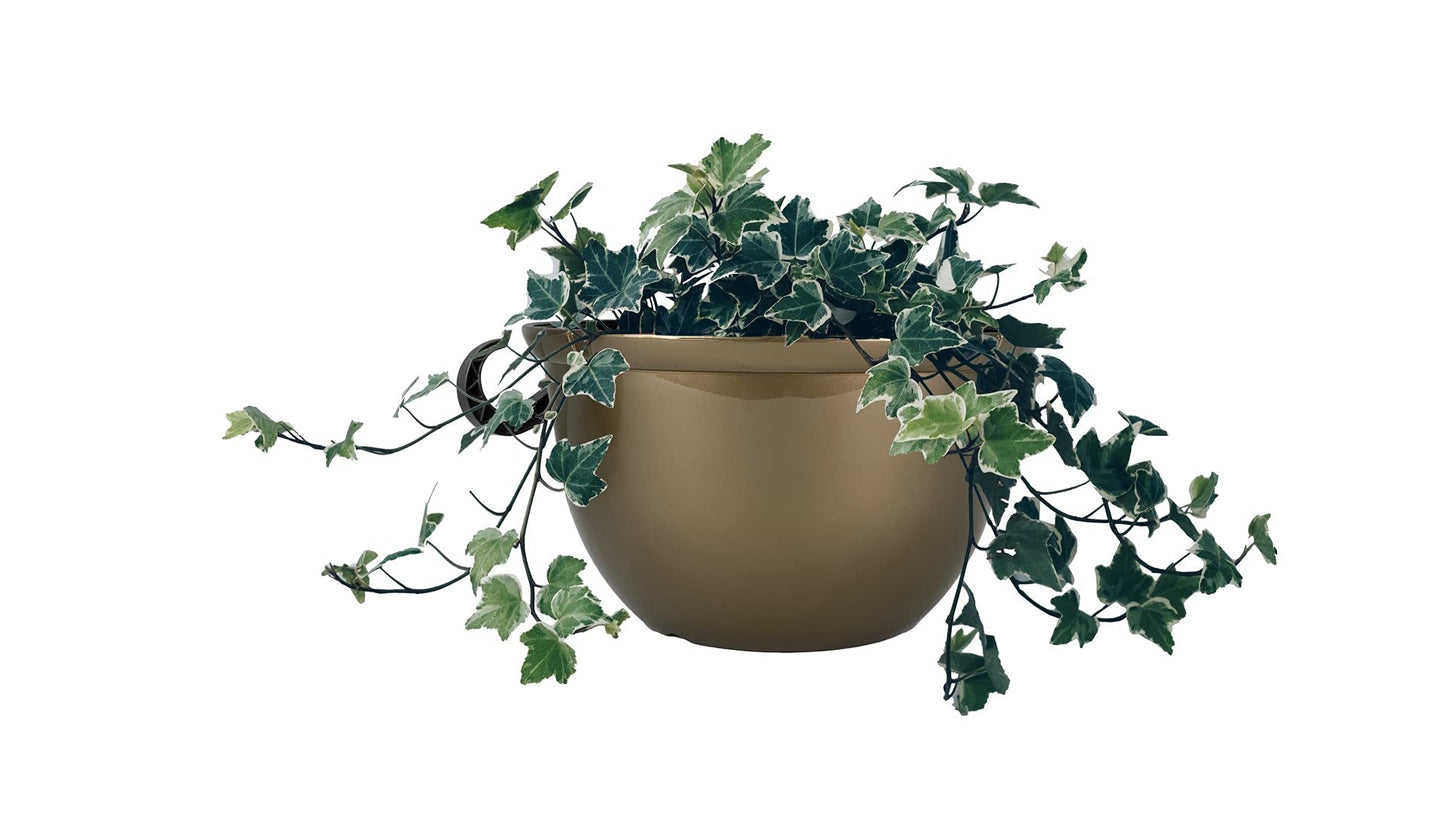 The HC Companies 11 Inch Hanging Metallic Planter - Round Hanging Basket for Indoor Outdoor Plants, Bronze (Pack of 2)