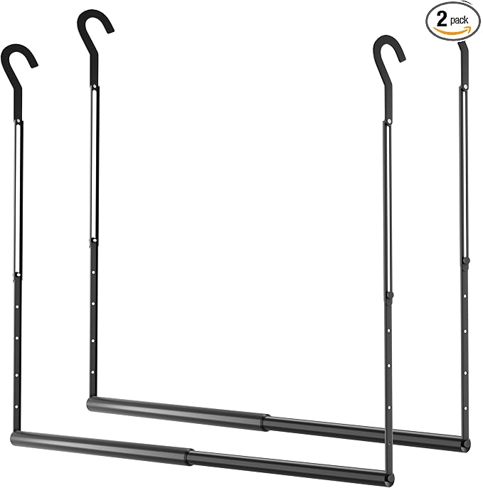 OPKING Double Hanging Closet Rod Extenders Adjustable Width & Height Space-Saving, Black