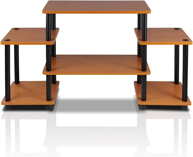 Furinno No Tools Tube Entertainment Center, Light Cherry/Black, Square Corner