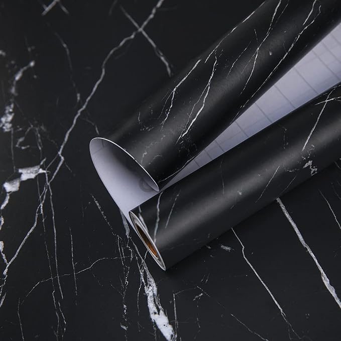 practicalWs 23.6''×118'' Marble Contact Paper Black/White Peel and Stick