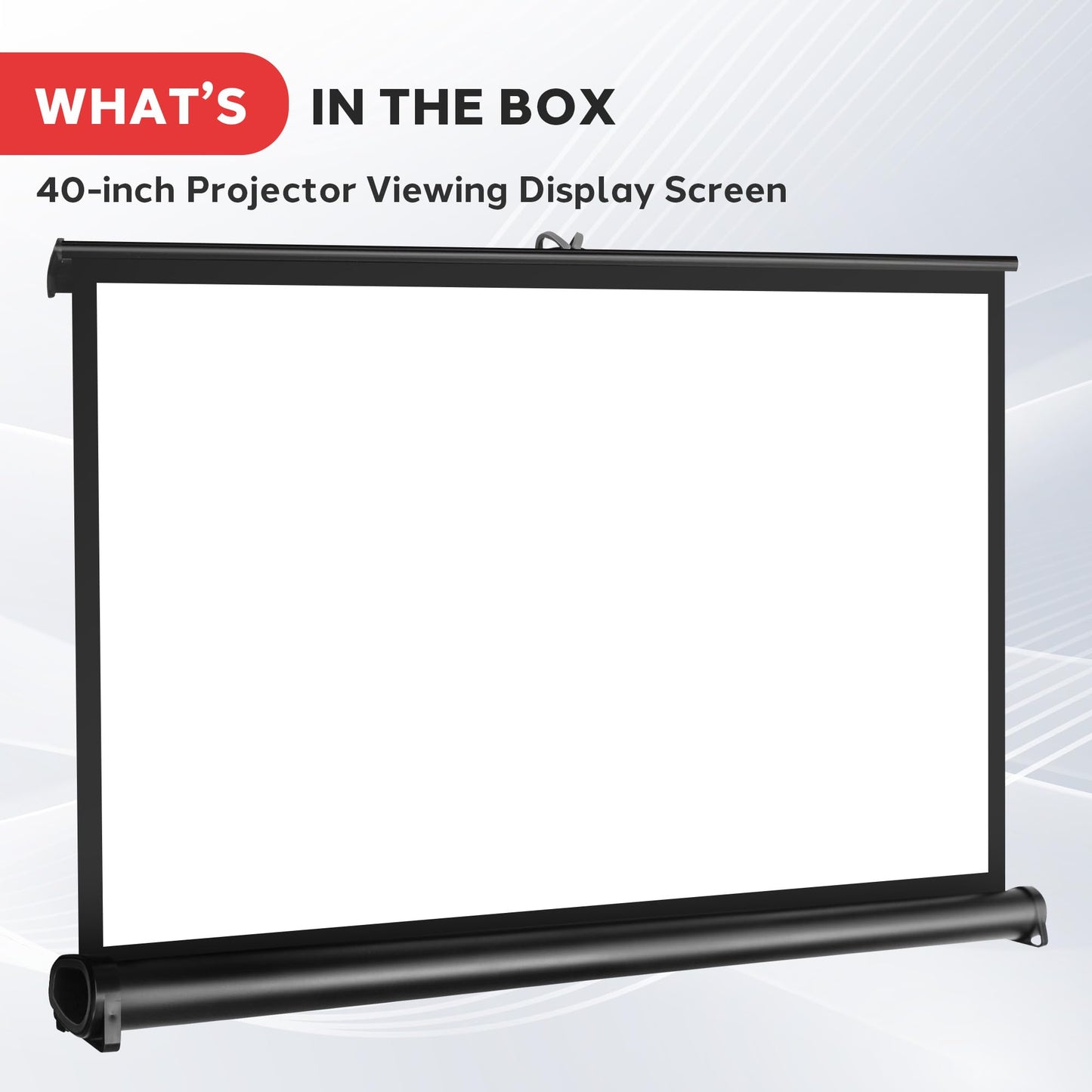 Pyle Portable Projector Screen 40 Inch - Versatile Mobile Stand, Easy Pull-Out, Lightweight & Durable for Indoor and Outdoor Presentations, Schools, Meetings, and Conferences, PRJTP46, White