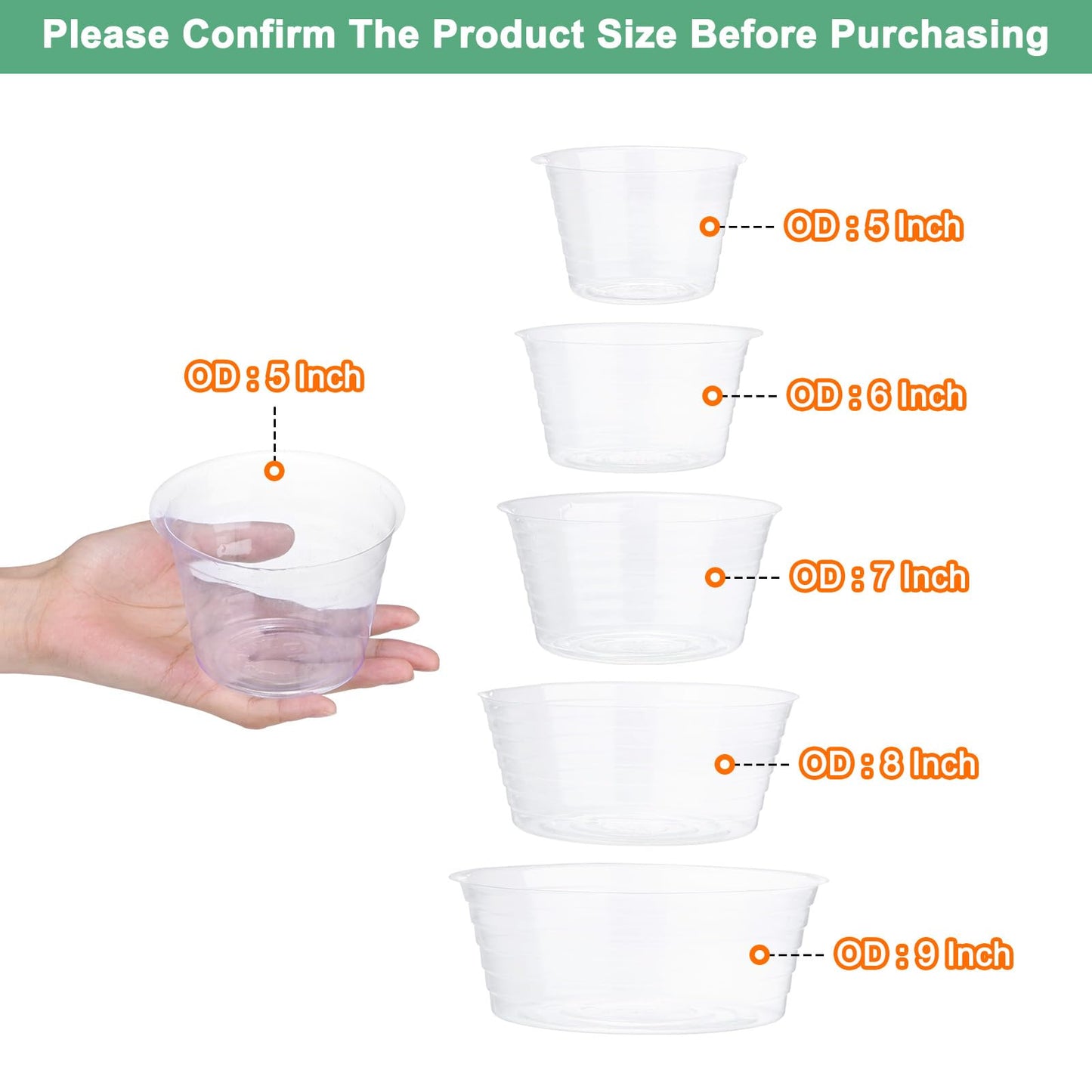 M METERXITY 10-Pack Plastic Plant Saucer, 5 Inch Clear Thin Plant Saucer Drip Tray for Indoor/Outdoor, Planter Liners Nursery Pots