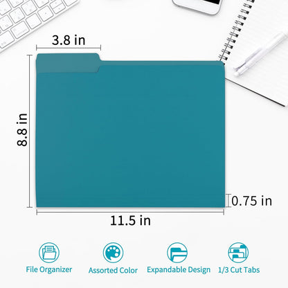 36 Packs Colored File Folders,Royal Blue File Folders Letter Size,1/3 Cut Tabs File Folder,Two-Tone File Folder,Manila File Folders for Office,School and Home,Organization