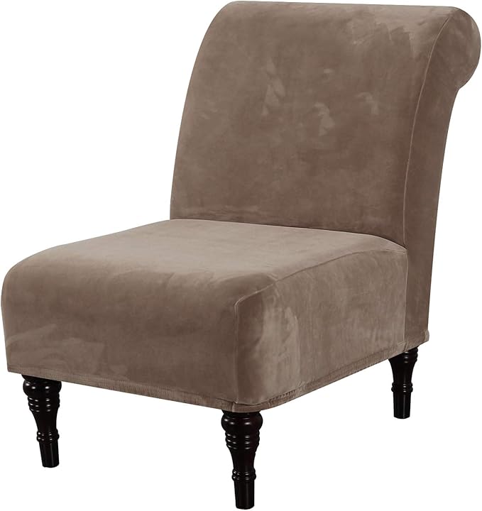 H.VERSAILTEX Armless Accent Chair Covers Thick Velvet Armless Chair Slipcovers