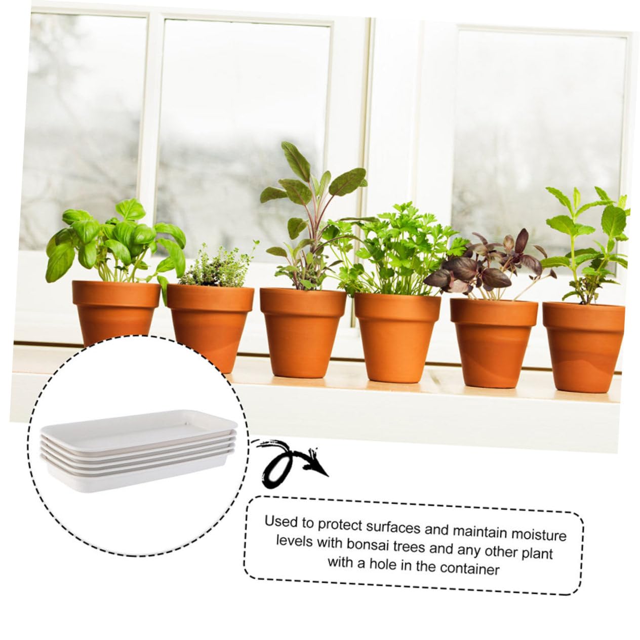 BESPORTBLE Planter Tray: 4pcs Plastic Plant Saucer, Rectangular Planter Pot Saucers, Plant Trays Rectangle Square Pans