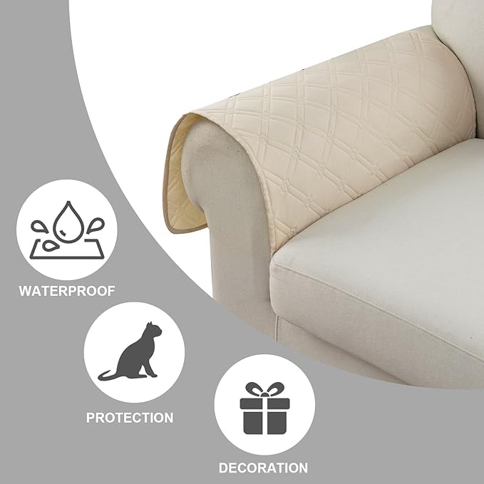 Genina Sofa Armrest Cover, Anti-Slip Armchair Slipcovers