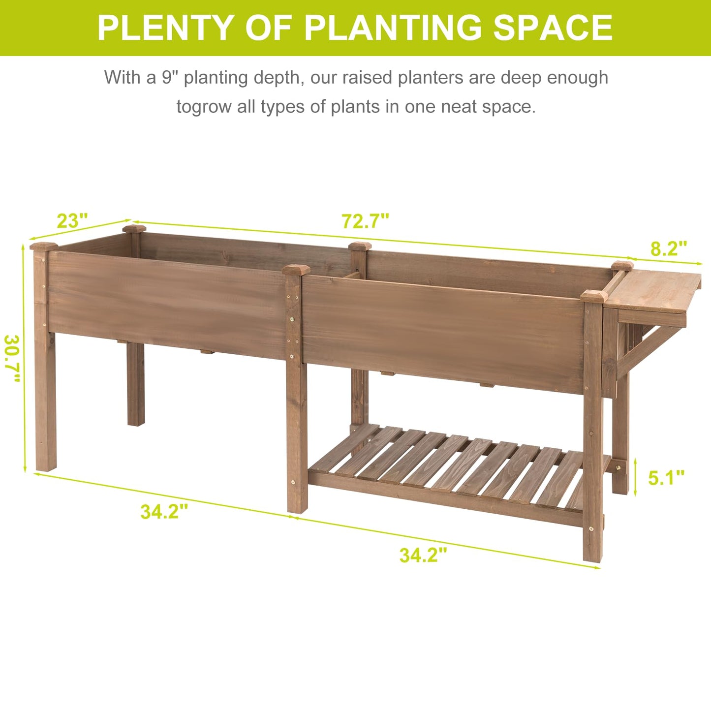 Gowoodhut Raised Garden Bed with Legs Outdoor, Elevated Garden Box with Legs, Large Storage Shelf for Vegetable, Flower, Herb, Easy to Assemble，81x23x31 in