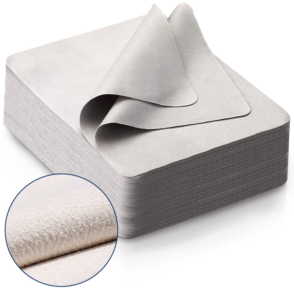 iGeyzoe 100 PCS Glasses Clean Cloth Suede, Lens Clean Cloth for Lenses, Glasses, Screens, Cameras, iPad, iPhone, Eyeglasses (6"x7", 100PCS/Grey)