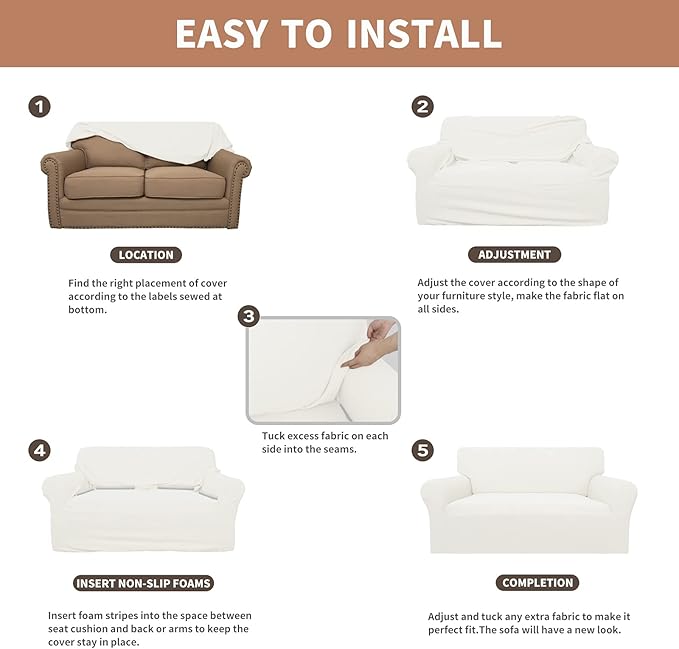 Easy-Going 100% Waterproof Couch Cover, Dual Waterproof Sofa Cover, Stretch