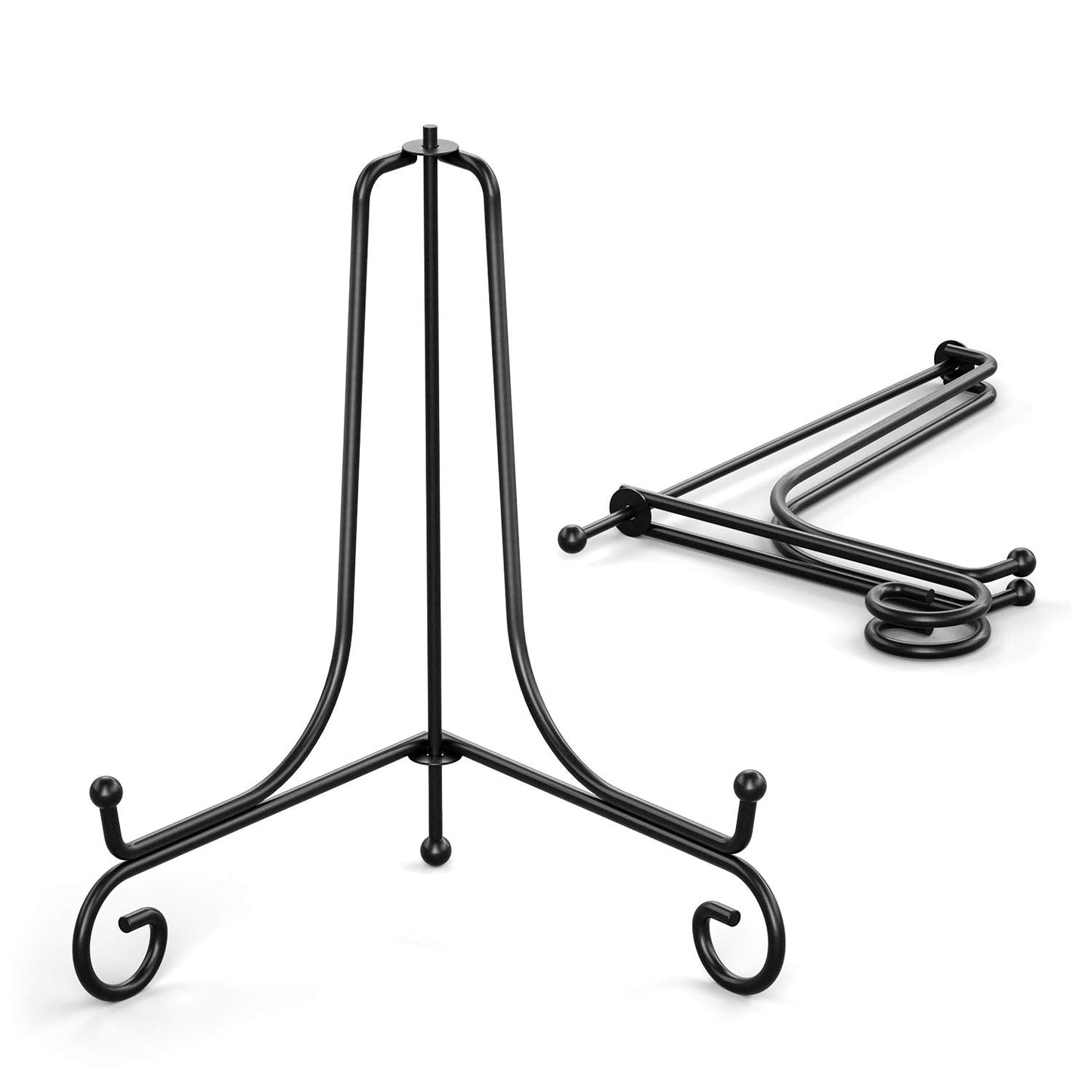 TR-LIFE Plate Stands for Display - 4 Inch Plate Holder Display Stand + Metal Easel Stand for Picture Frame, Decorative Plates, Book, Photo, Collectibles (2 Pack)