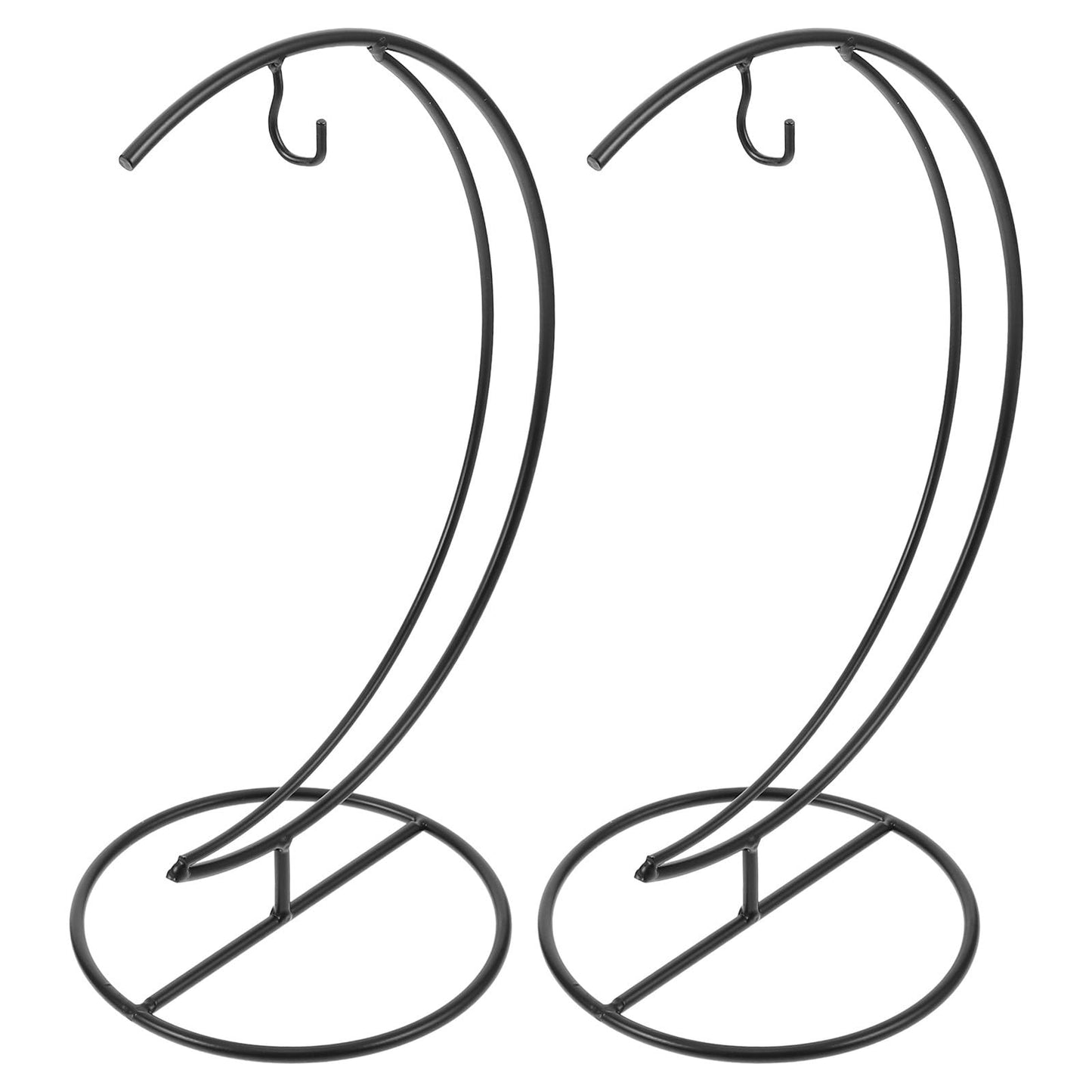 SUPVOX Moon-shaped Ornament Display Stand Hanging Hook, 2pcs Black Metal Air Plant Holder for Glass Globe Terrarium, DIY Micro Landscape Hanger for Home Décor and Garden Use