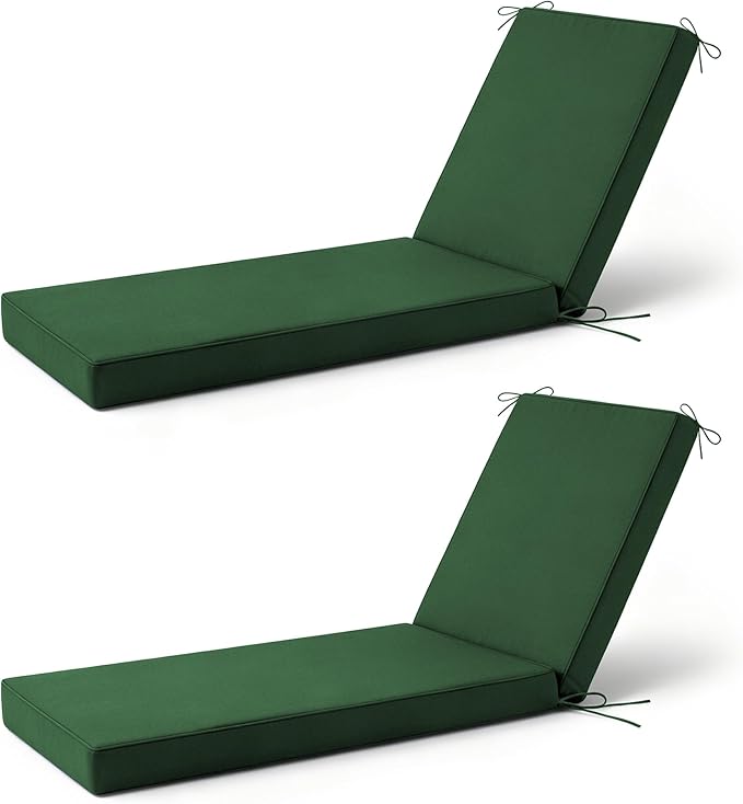 2 Pcs Chaise Lounge Cushions Outdoor Set of 2, Outdoor Chaise Cushion