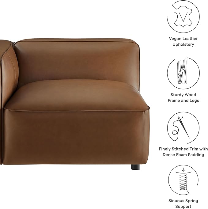 Modway Auren Vegan Leather Left Modular Armchair in Coffee