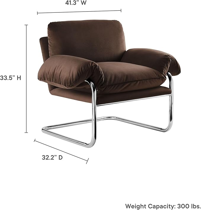 Modway Ansel Performance Velvet Accent Chair in Chocolate Brown