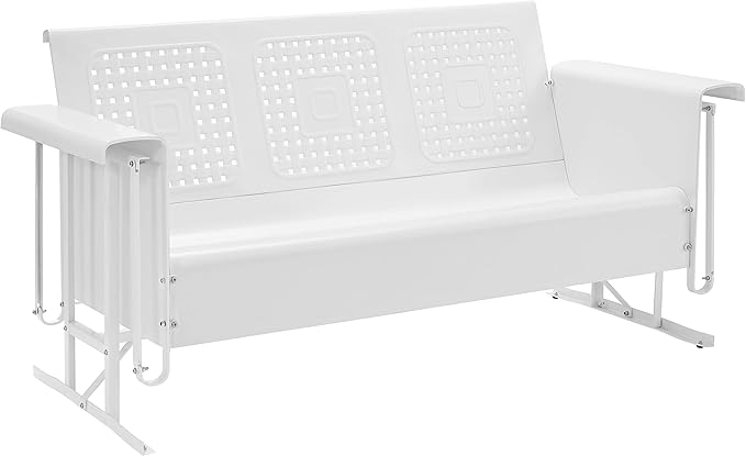 Crosley Furniture Bates Retro Metal Outdoor Sofa Glider, 3-Person Rocking Patio
