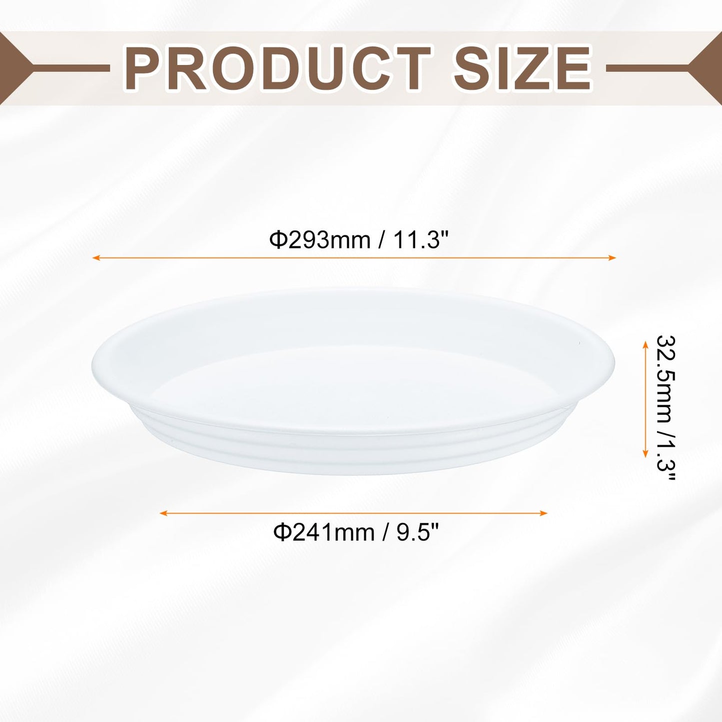 HARFINGTON 2pcs Plastic Plant Saucer 9.5" Round Drip Trays Flower Pot Saucers Flower Base Bottom Drainage Tray for Indoors Outdoors Planters, Pearl White
