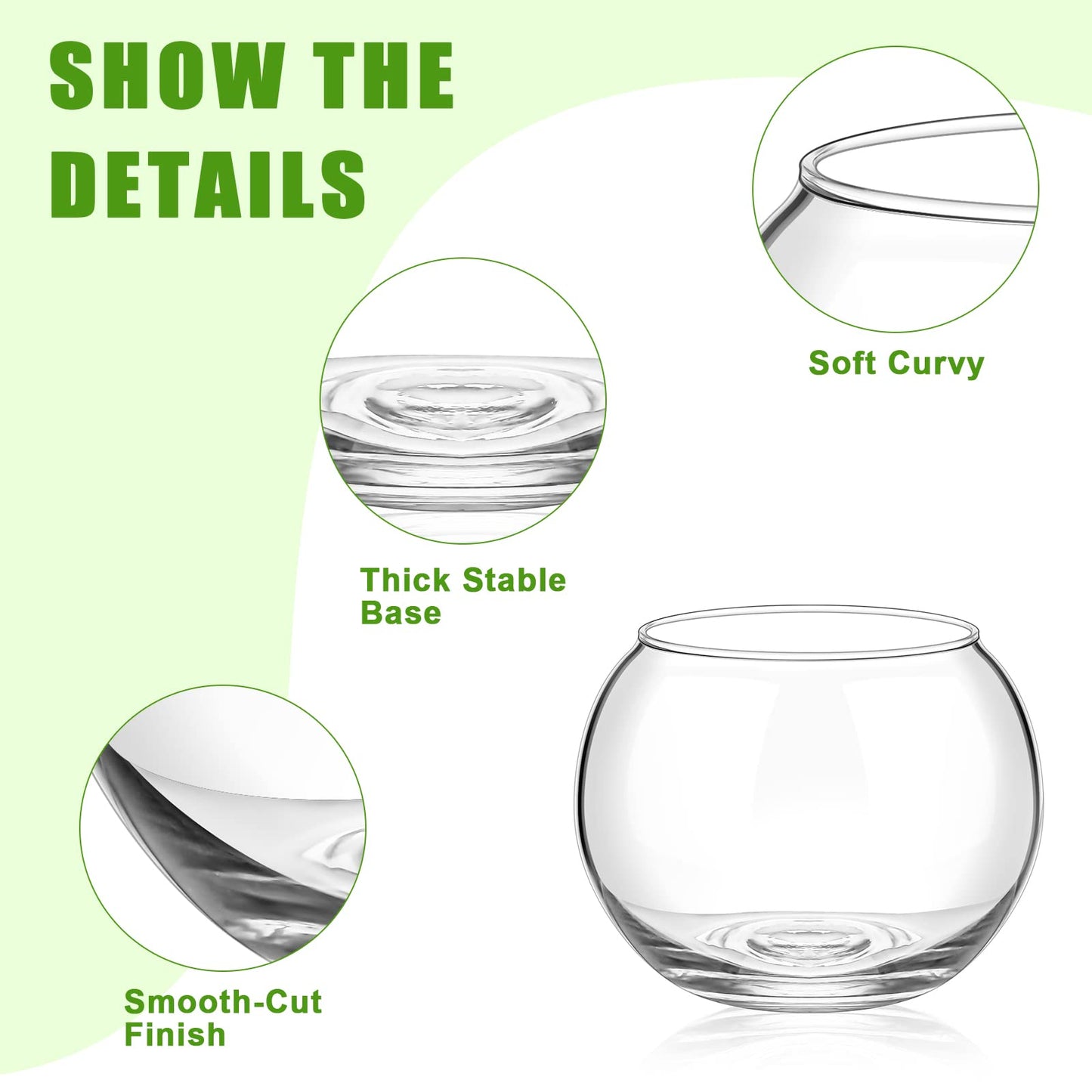 12 Pcs Glass Bubble Bowl Vase Bulk, Clear Round Glass Centerpiece Bowls for Valentine's Wedding Table Decor, Fish Flower Bud Vase Terrarium for Event Party DIY (3.5" h X 4.7" w)