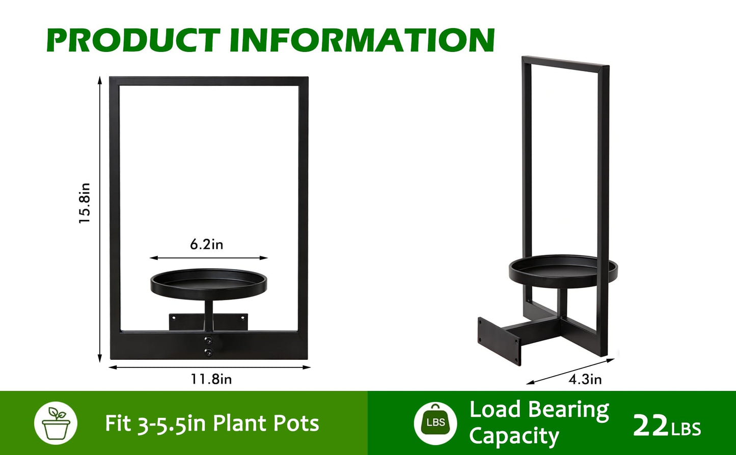 mekpiwu 3 Pack Picture Frame Wall Planters, Hanging Plant Shelves for Indoor Plants, Decorative Plant Stand & Hanger for Living Room, Window, Entryway & Outdoor Use, Black