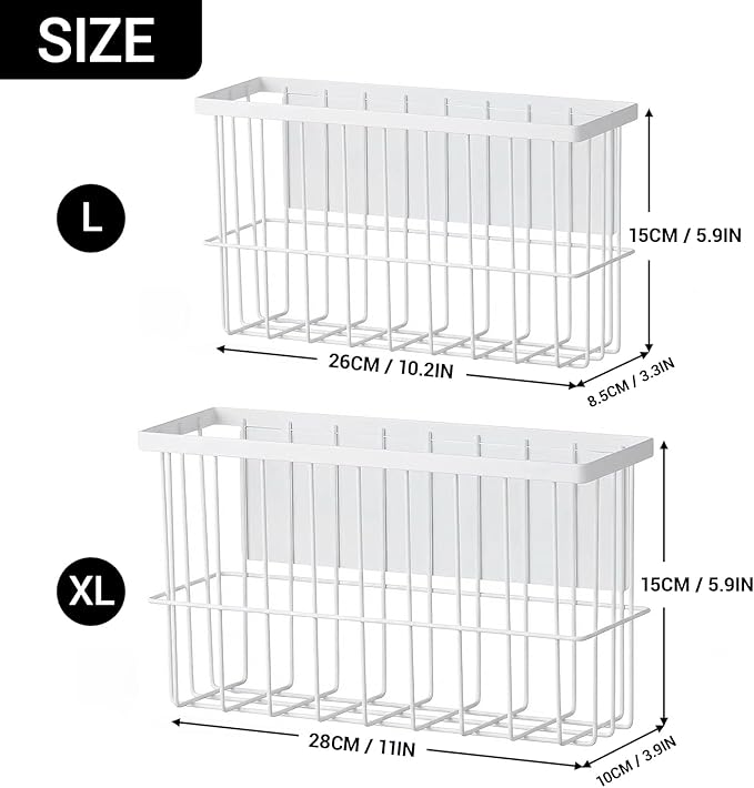 2-Pack Magnetic Laundry Basket, Dryer Ball Holder Lint Bin for Laundry Room | Magnetic Metal Laundry Storage