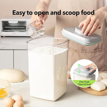 Ankou Food Storage Container Sets, 2.8 Qt + 4.2 Qt Airtight Canisters with Lids and 130ml Scoop, BPA-Free Plastic Pantry Containers for Flour, Sugar, Rice