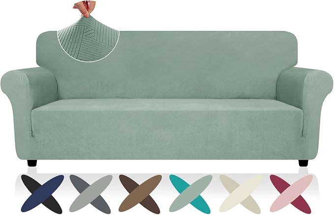 ZNSAYOTX Super Stretch Couch Cover, New Striped Sofa Covers Fitted Slipcovers