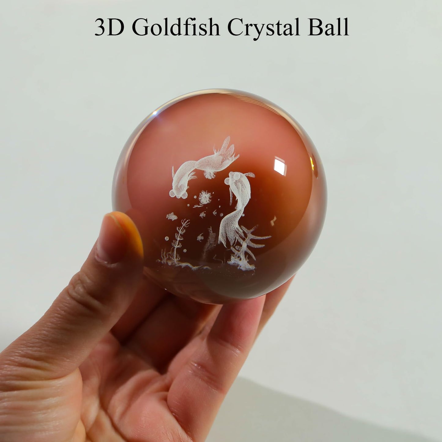 Arikyrist 3D Goldfish Crystal Ball Night Light, Crystal Goldfish Figurines with Wooden Base Gifts for Women and Kids, 3D Laser Engraved Glass Sphere Paperweight Decor for Home Office.