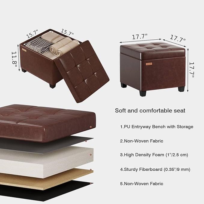 ABHENG Synthetic Leather Cover Steel Frame Ottoman