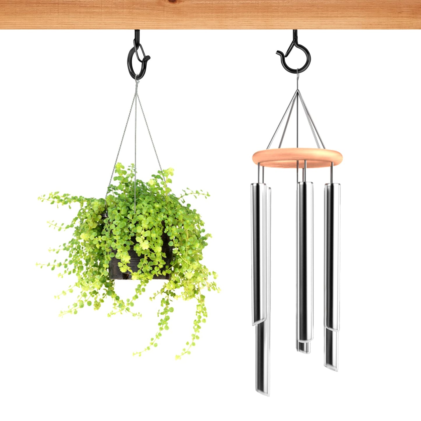 Q Hangers 25 PCS Screw-in Hooks for Outdoor String Lights, Swivel Hanging Basket Patio Light Hooks with Safe Buckle Screw in Planter Eye Hook for Wall Ceiling