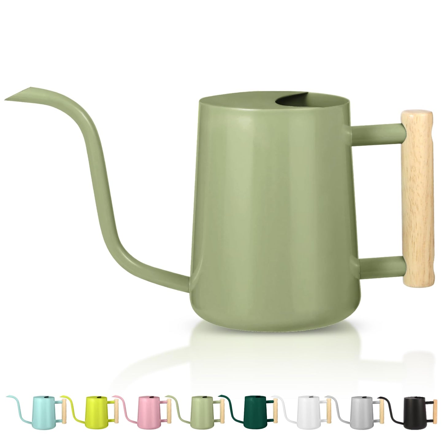 Watering Can Indoor Plants, 35oz Small Indoor Stainless Steel Metal Watering Can Modern Decorative Watering Pot with Long Spout for Indoor House Plant Bonsai Garden Flowers (Sage Green)