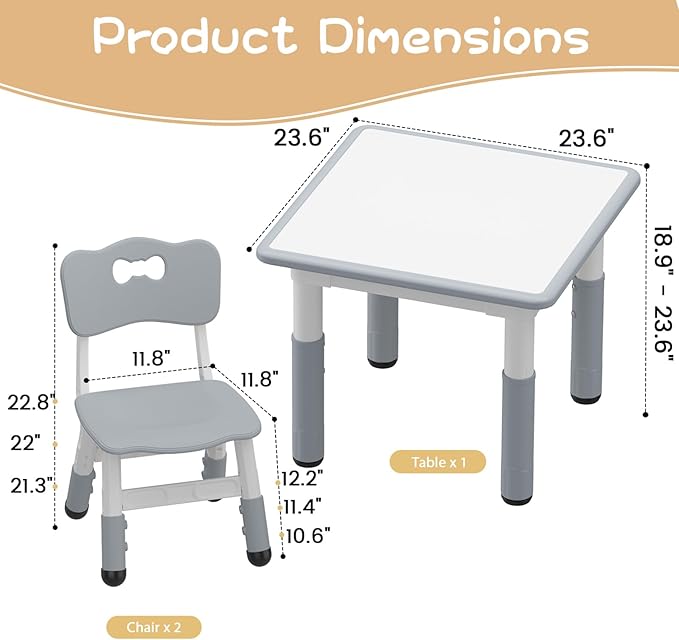 GAOMON Kids Table and 2 Chairs Set