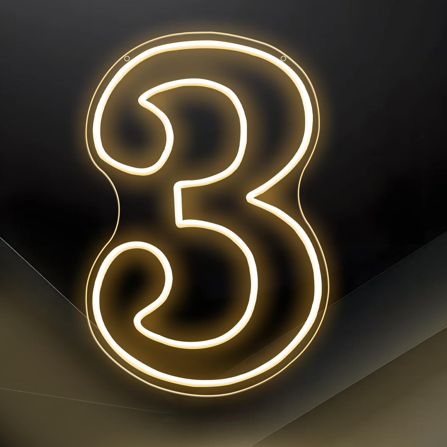 RumonZS Number 3 Light Up LED Neon Sign Backdrop 16.5" Birthday Party Decor Warm White Number One Light Up Sign USB Powered Big Number Sign Light for Birthday Night Light Party Anniversary Wedding