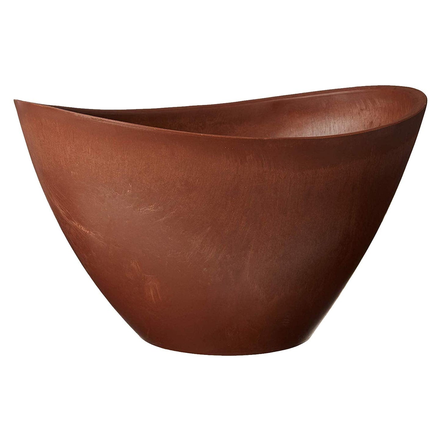 PSW Pot Collection YB41TCB Plastic/Stone/Wood Composite Curved Planter Pot – No Drainage Hole (Drillable), for Indoor and Outdoor Plants and Gardens, 16-inch, Terra Cotta Color