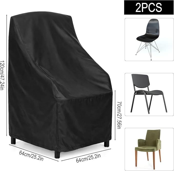 Stackable Patio Chair Covers Waterproof 2 Pack 210D Lawn Patio Outdoor Chairs