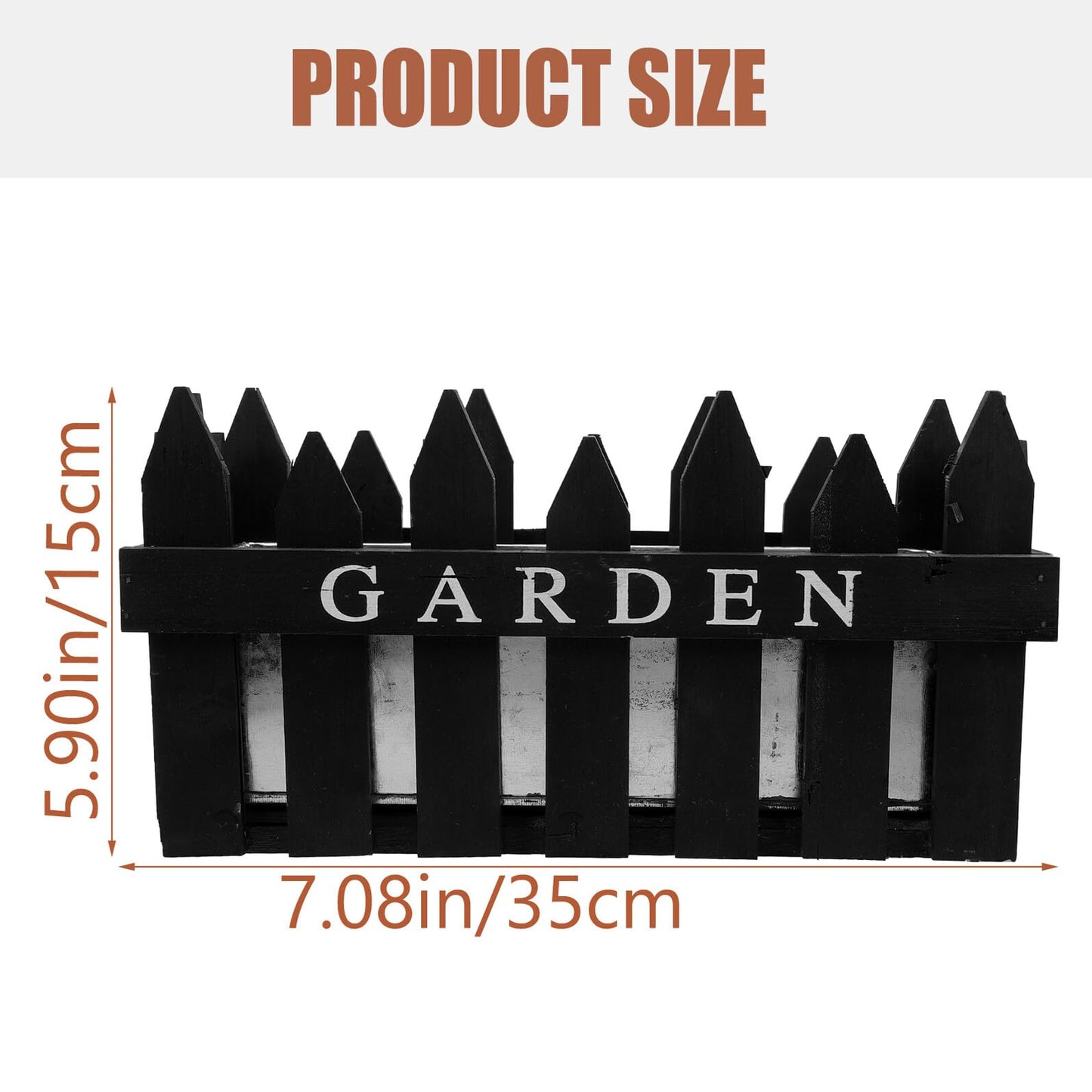 PAMINGONO Rectangular Wooden Fence Planter Box, Black Pastoral Style Flower Pot for Garden and Home Decoration, Wooden Plant Container Suitable for Outdoor Patio and Indoor Use